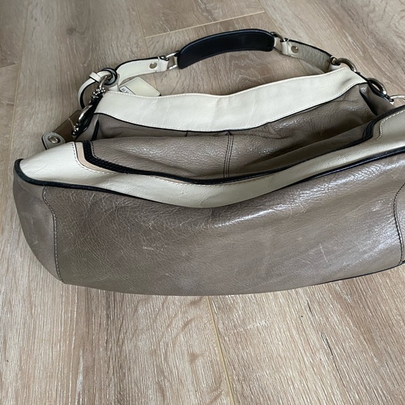 Coach Madison Ivory Gray Spectator Leather Hobo Shoulder Handbag - Picture 3 of 8